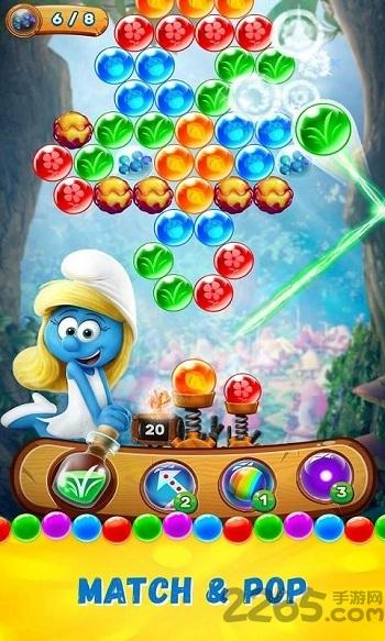 蓝精灵之泡泡枪手的故事最新版下载,蓝精灵之泡泡枪手的故事,消除游戏,休闲游戏